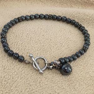 Vintage Hematite Sterling Silver Bracelet